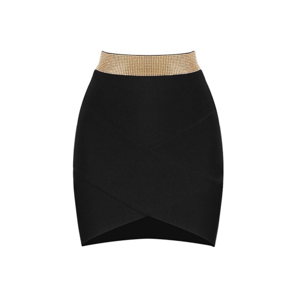 Minifalda de mujer con pedrería A1935 negro S 1