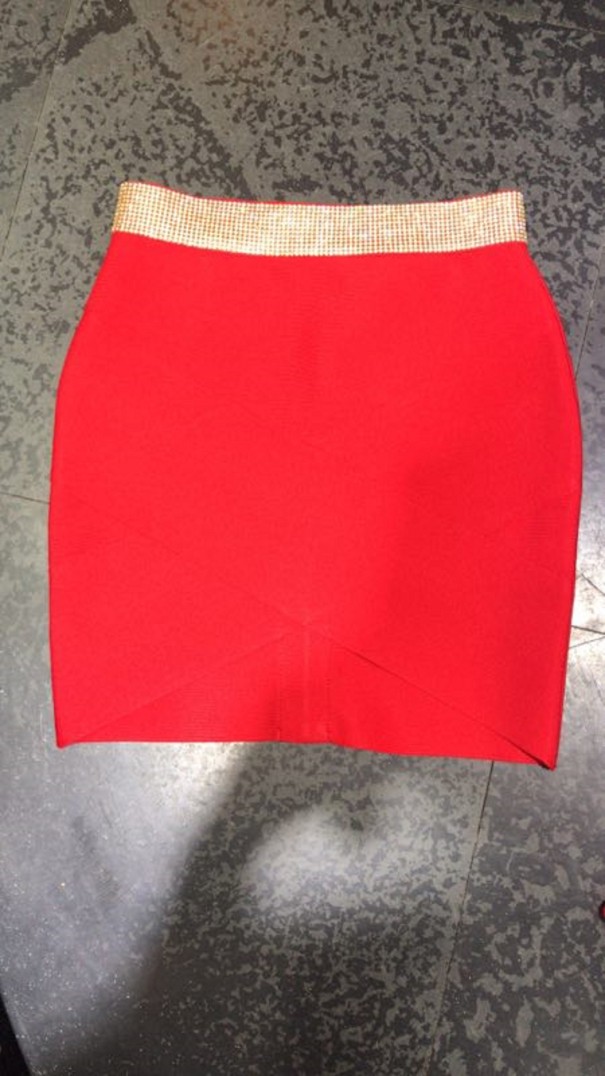 Minifalda de mujer con pedrería A1935 rojo M 1