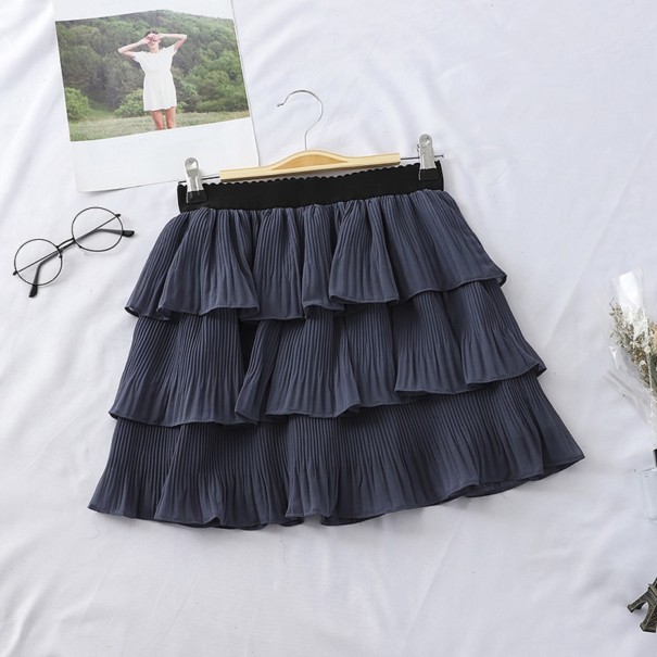 Minifalda de mujer con volantes azul oscuro