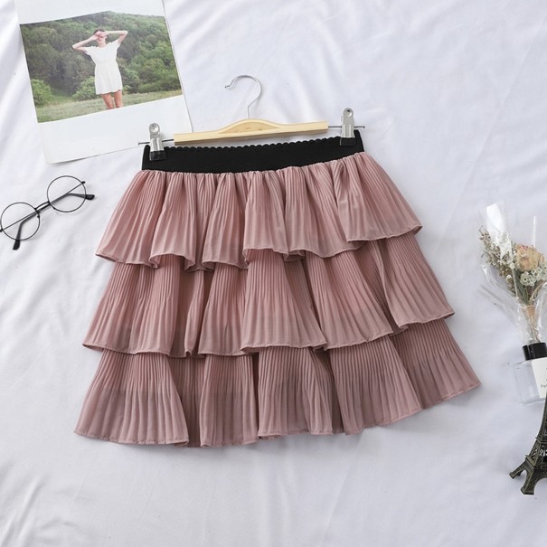 Minifalda de mujer con volantes rosa