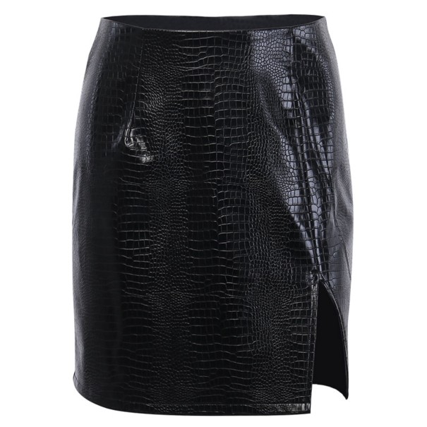 Minifalda de piel sintética para mujer A1913 negro L