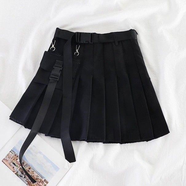 Minifalda plisada de mujer con bolsillo negro M