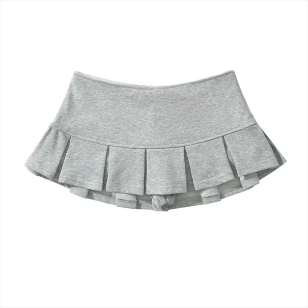 Minifalda plisada gris de cintura baja Falda corta plisada para niñas y mujeres Estilo escolar moderno Conjunto de streetwear para la ciudad y el verano S
