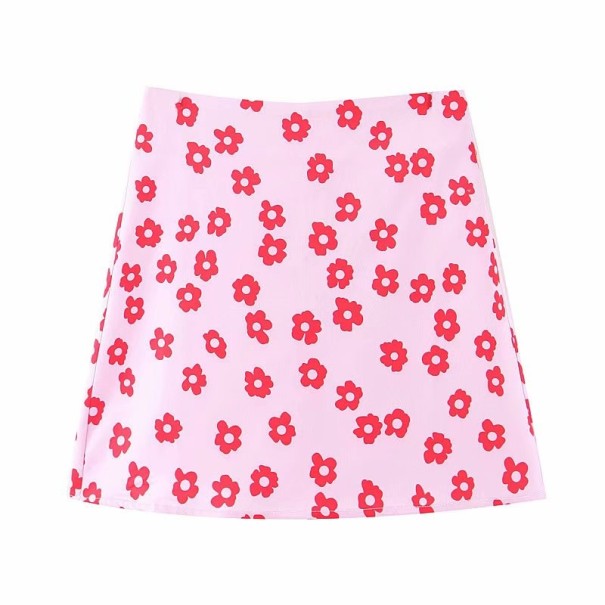 Minifalda rosa de mujer con flores XS