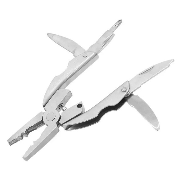 Miniherramienta multifunción plegable con alicates, cuchillo, lima y destornilladores de acero inoxidable con llavero de bola 1