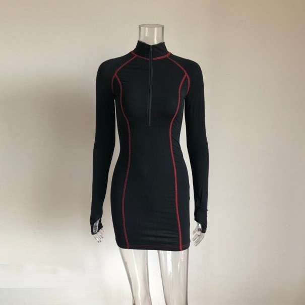 Minikleid mit Stehkragen schwarz L