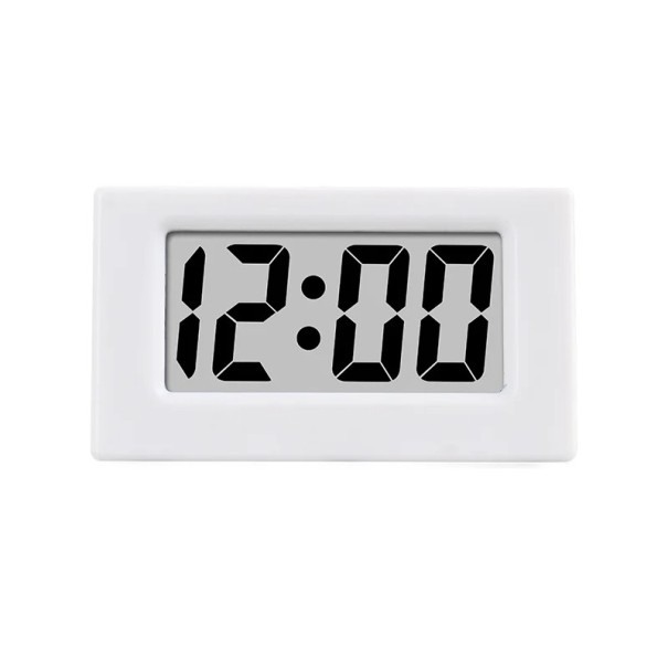 Minikokoinen digitaalinen pöytäkello 5,9 x 3,5 x 3,2 cm Aika ja päivämäärä 12 tunnin tila Kannettava muoto Virtalähde LR1130-paristo Sisältyy pakkaukseen valkoinen