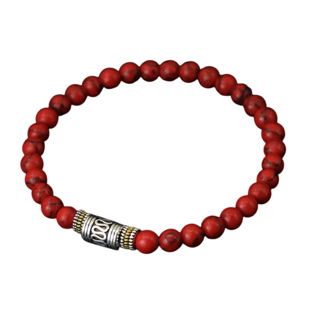 Minimalistický náramek z přírodních korálků unisex 6mm délka 19,5cm Unisexový náramek z přírodních korálků 6mm přírodní materiál pro muže a ženy červená