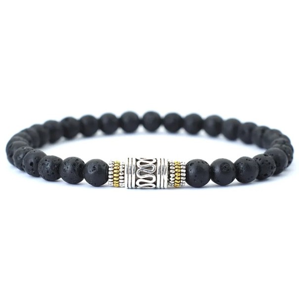 Minimalistický náramek z přírodních korálků unisex 6mm délka 19,5cm Unisexový náramek z přírodních korálků 6mm přírodní materiál pro muže černá