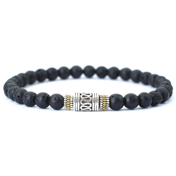 Minimalistický náramok z prírodných korálkov unisex 6mm dĺžka 19,5cm Unisexový náramok z prírodných korálkov 6mm prírodný materiál čierna