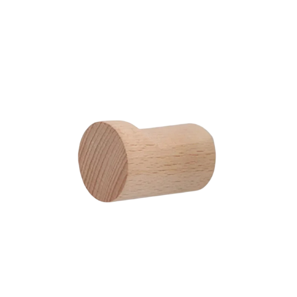 Minimalistický nástěnný háček na kabáty 5x3,5 cm dřevěné provedení kompaktní design pro zavěšení oblečení a doplňků béžova
