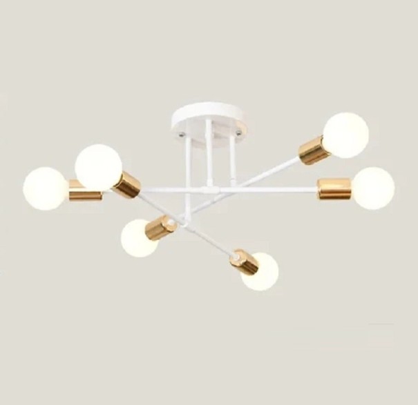 Minimalistische plafondlamp, metalen kroonluchter in Scandinavische stijl, hangende LED-verlichting, moderne kroonluchter voor E27-lampen, 70 x 20 cm