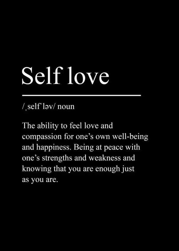 Minimalistische wandposter Self love 40 x 50 cm canvasprint zwart-wit zonder lijst decoratie voor in huis 1