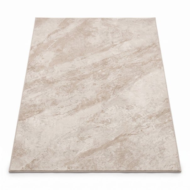 Minimalistisk fluffy tæppe rektangulært med marmor mønster 280 x 180 cm polyester beige til stuen og soveværelset til sofa og seng 1