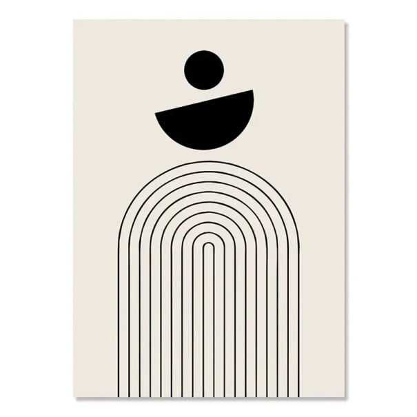 Minimalistisk vægplakat med geometrisk komposition 30 × 40 cm tryk på lærred sort-beige abstrakt dekoration uden ramme til indretning 1