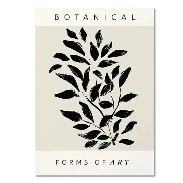 Minimalistisk vægplakat sort plante 50 × 70 cm tryk på lærred sort-beige botanisk naturlig dekoration til indretning uden ramme 1