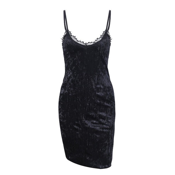 Minivestido de terciopelo para mujer negro M