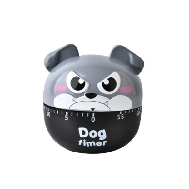 Minutero mecánico en forma de perro gris