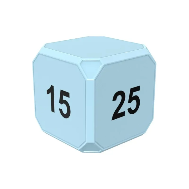 Minuteur de cuisine numérique en forme de cube avec contrôle rotatif Mini minuteur avec temps prédéfinis Version rechargeable et à piles Cuisine Étude bleu