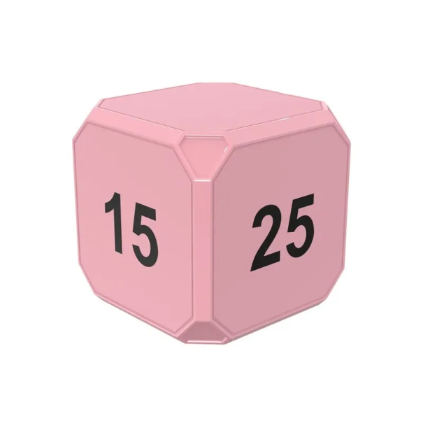 Minuteur de cuisine numérique en forme de cube avec contrôle rotatif Mini minuteur avec temps prédéfinis Version rechargeable et à piles Cuisine Étude rose