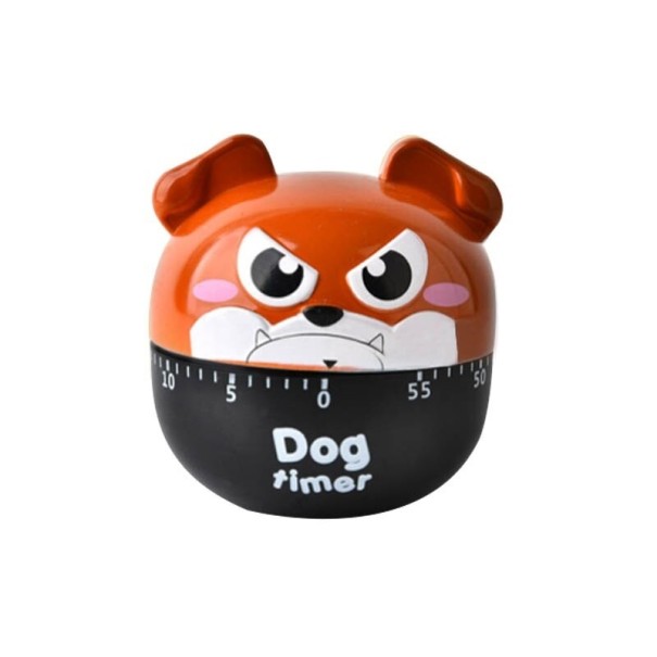 Minuteur mécanique en forme de chien marron