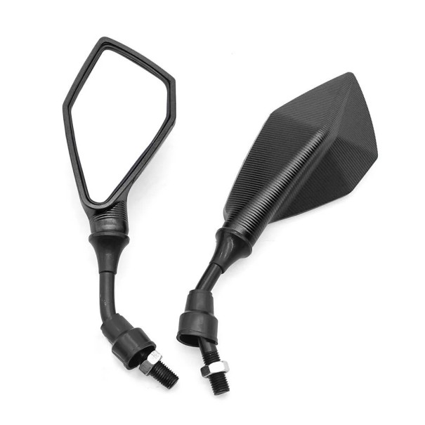 Miroirs de rétroviseur universels pour moto 2 pcs filetage 10mm construction en ABS largeur 23 cm angle réglable adaptés pour scooters et motos noir