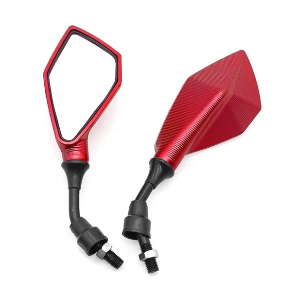 Miroirs de rétroviseur universels pour moto 2 pcs filetage 10mm construction en ABS largeur 23 cm angle réglable adaptés pour scooters et motos rouge