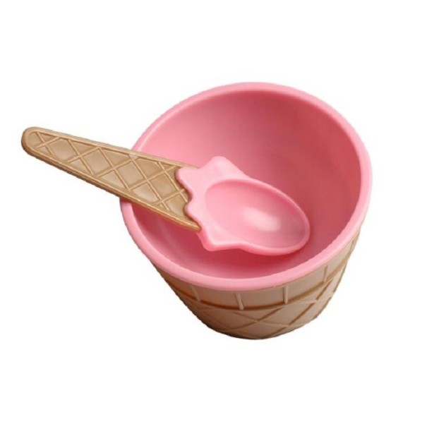Miska na zmrzlinu se lžičkou růžová