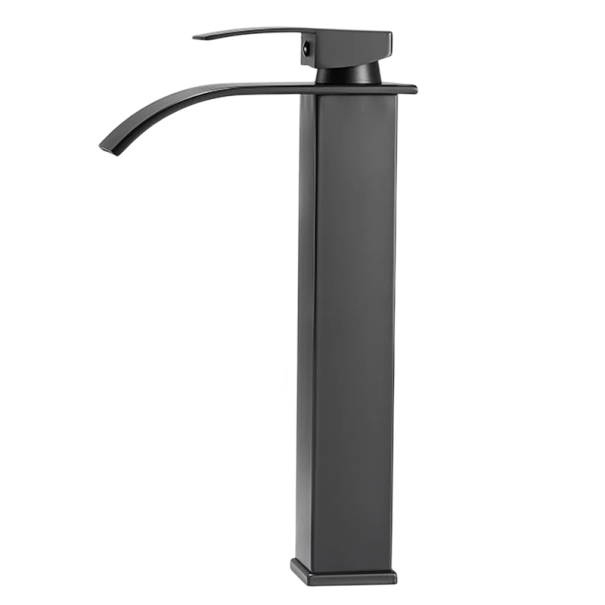 Misturadora de lavatório em aço inoxidável com bica alta água quente e fria torneira de casa de banho design preto