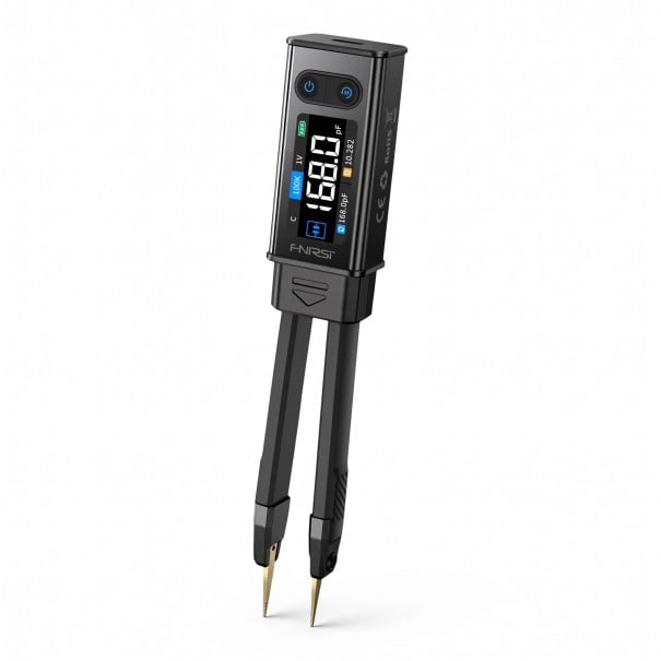Misuratore LCR digitale a pinza 2 in 1 e tester ESR con clip Kelvin, 100 kHz, display 1,47", USB-C, nero, per componenti SMD e a terminale 1