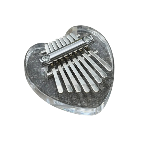Miwayer 8 clape Mini Kalimba Instrument muzical acrilic inimă transparentă pian cu cristale pian acustic pentru degete 6.6x6.8 cm 1