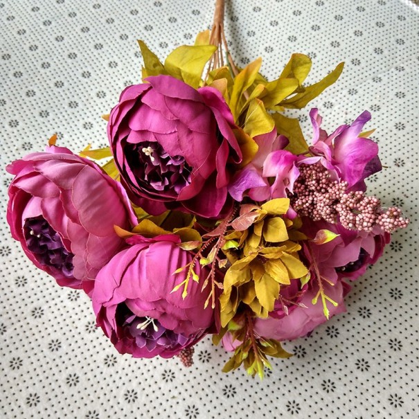 Mix artificial buchet de bujori J3460 purpurie