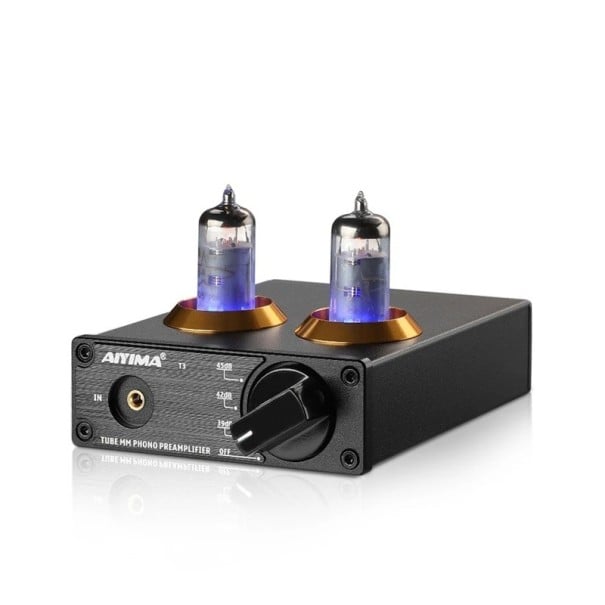 MM Phono-Vorverstärker mit 6A2-Röhren, 95×116×33 mm, RIAA-Korrektur, 3,5 mm AUX-Eingang, schwarz, für Plattenspieler