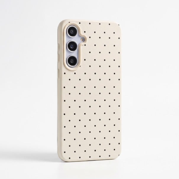 Mobiele hoes met stippenpatroon voor Samsung Galaxy A26 Duurzaam Beschermrand voor de camera Fijne oppervlakstructuur Bedekte knoppen wit