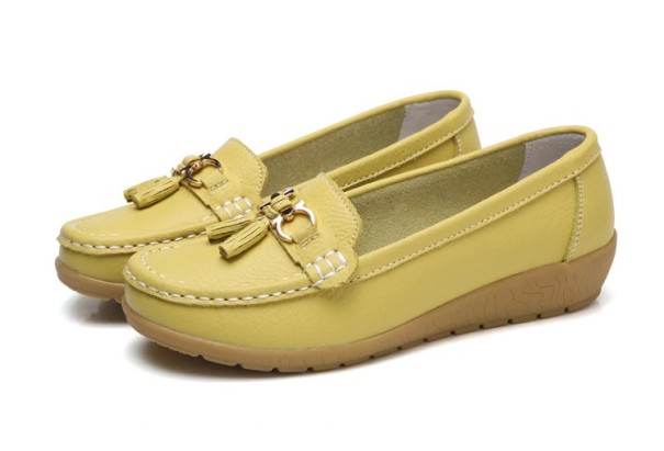 Mocasines de cuña para mujer amarillo claro 38