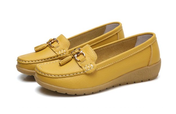 Mocasines de cuña para mujer amarillo oscuro 41