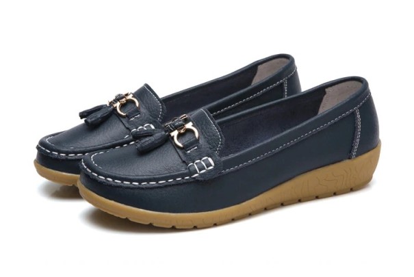Mocasines de cuña para mujer azul oscuro 40