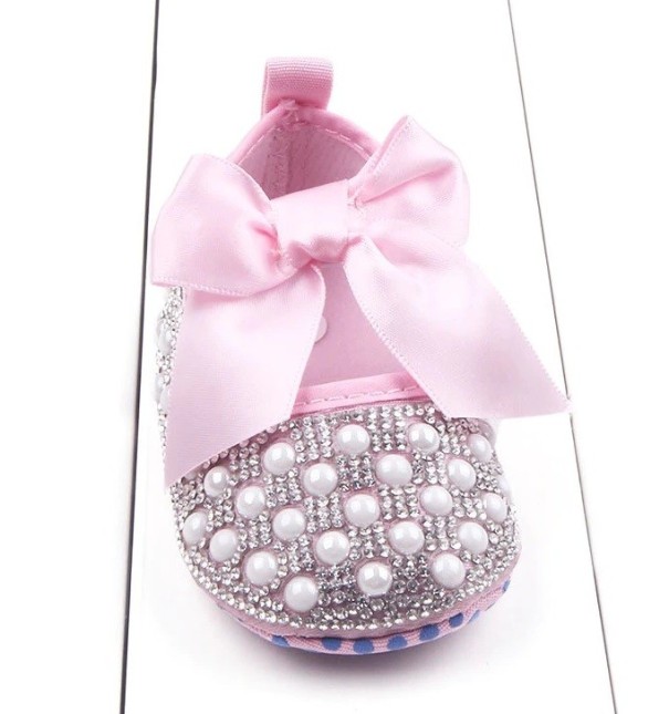 Mocasines de niña con pedrería rosa 0-6 meses