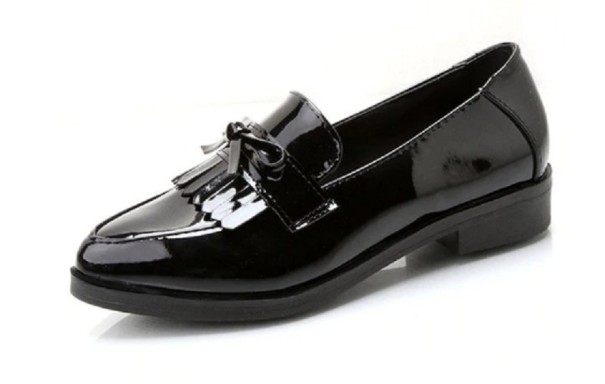 Mocasines de piel para mujer con lazo negro 38