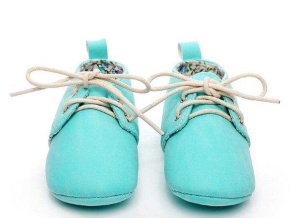 Mocasines de piel para niños turquesa 0-3 meses