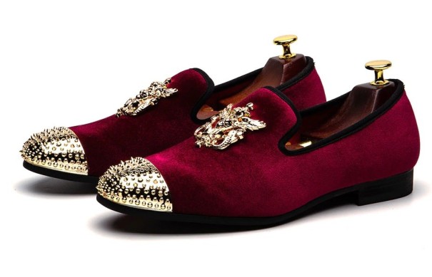 Mocasini pentru bărbați cu vârf decorativ J1489 roșu 43,5