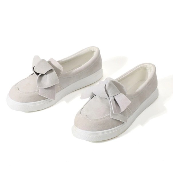 Mocassins en daim pour femmes avec nœud J2403 blanc 38