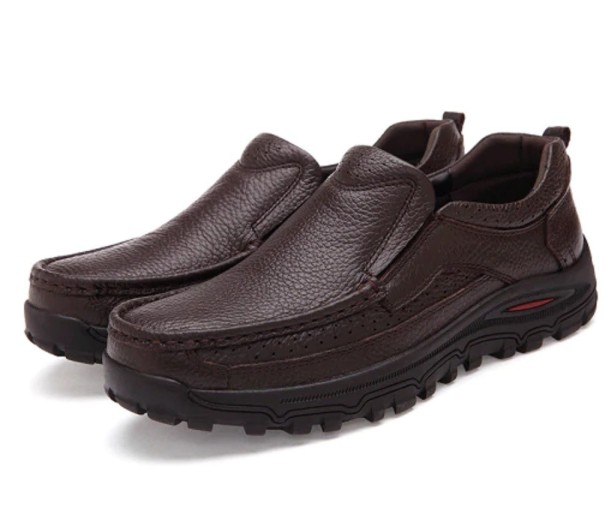 Mocassins masculinos com plataforma J1487 castanho 48