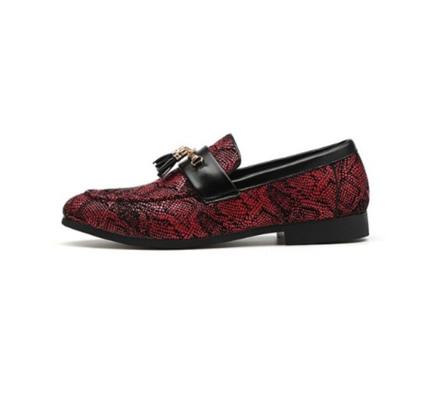 Mocassins pour hommes avec motif serpent J2153 rouge 47