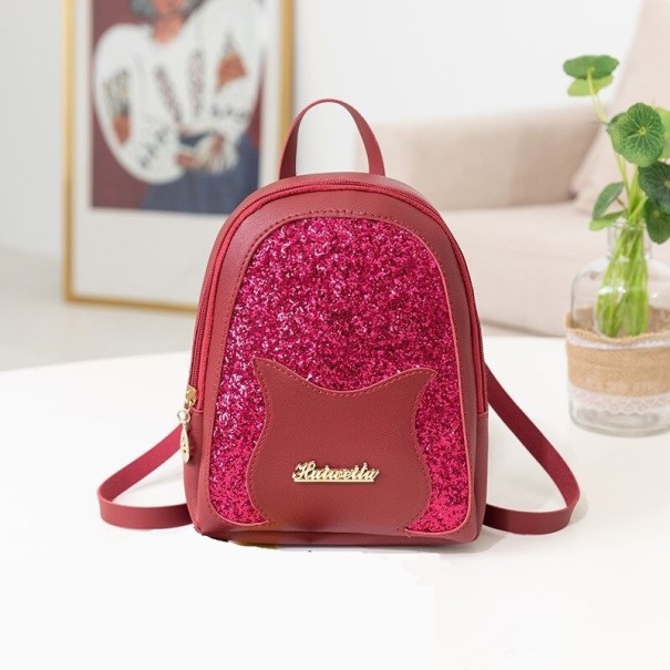 Mochila con purpurina para mujer rojo