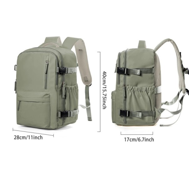 Mochila de cabine à prova de água 40 x 20 x 25 cm Bagagem de mão para avião Zíper duplo 2 bolsos laterais Mochila de viagem leve para passeios e férias verde exército