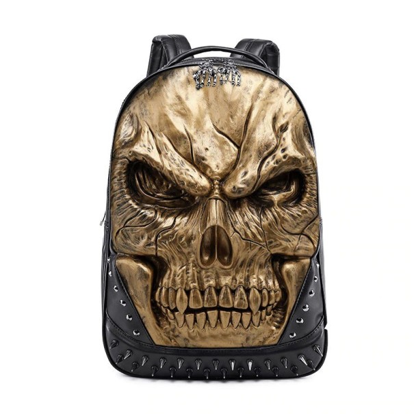 Mochila de hombre con calavera dorado