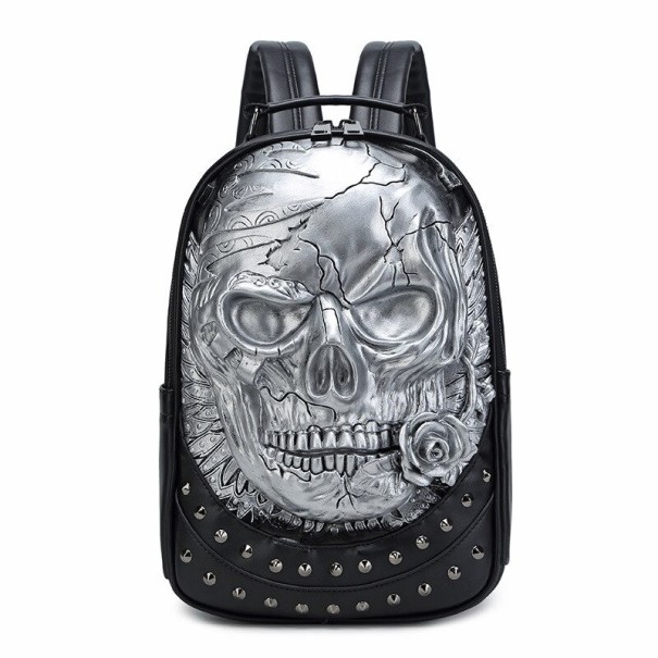 Mochila de hombre con calavera E962 plateado