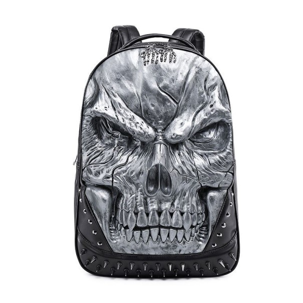 Mochila de hombre con calavera plateado