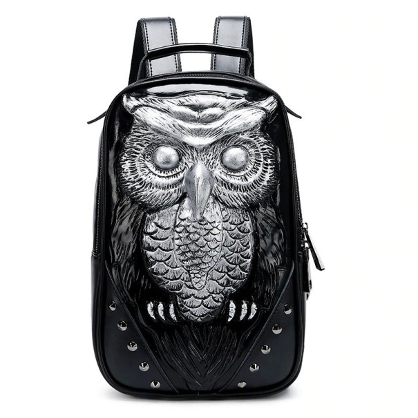 Mochila de mujer búho E792 plateado